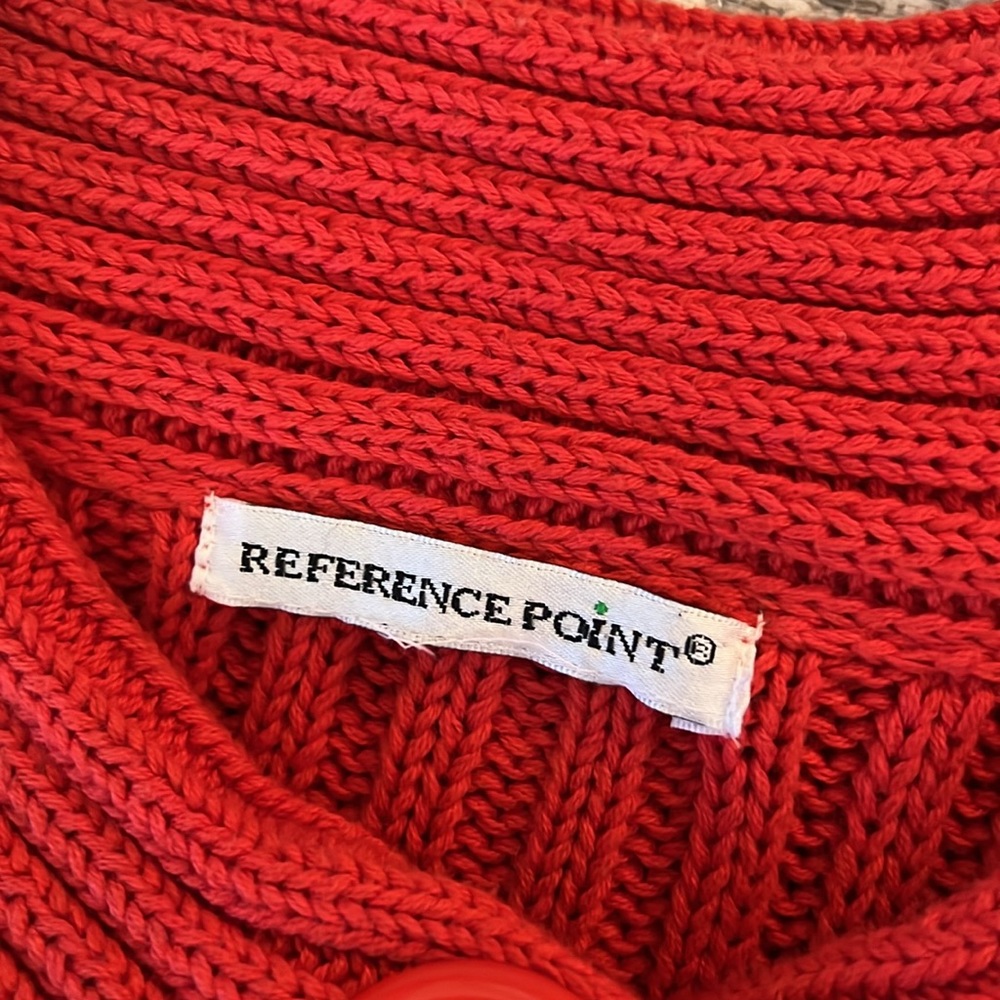 Reference Point Woven Orange Two Button/Snap Swea… - image 3